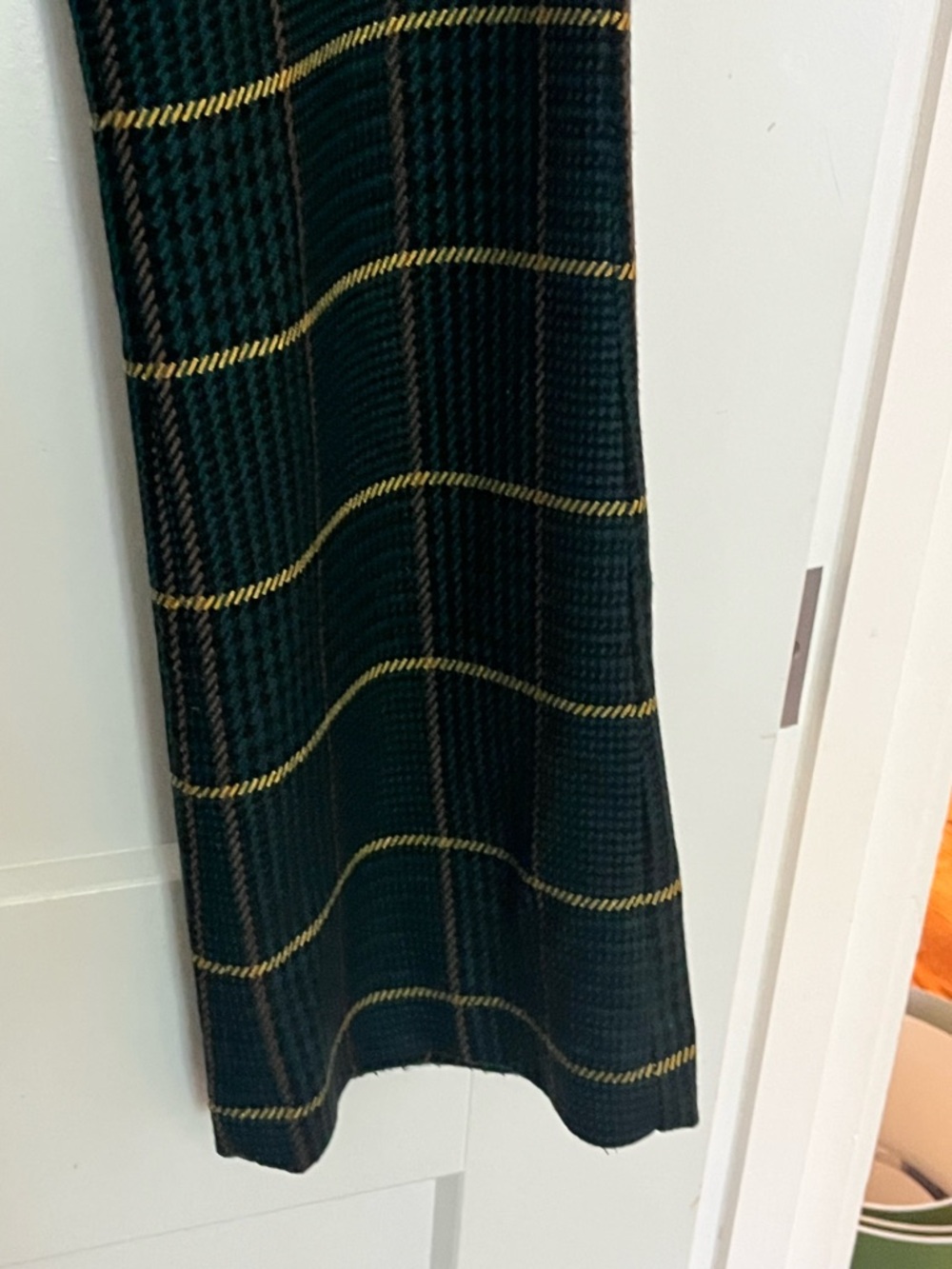 Anine Bing Cindy Bootcut/Kick Flare Check Plaid Green Black Yellow Pants S-M - Picture 4 of 9